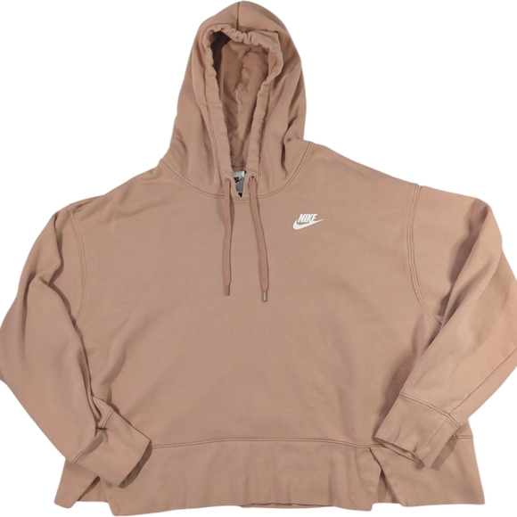 Nike Blush Pink Cropped Hoodie -Women's Size 1X Comfort Athleisure Gorp Oversize - Picture 1 of 11